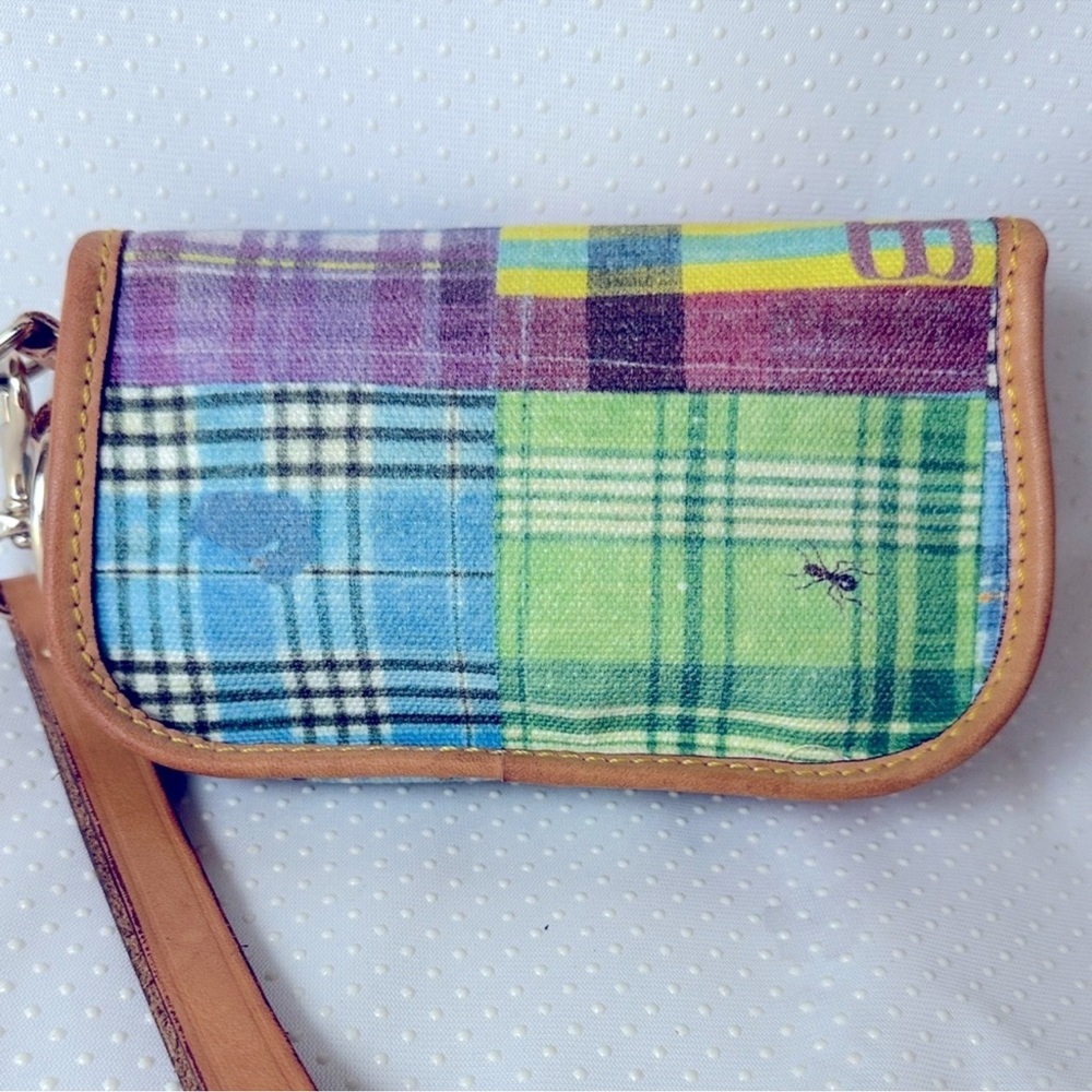 Vintage Dooney & Bourke ant picnic Leather-Trim Wristlet with duck charm - Picture 2 of 10